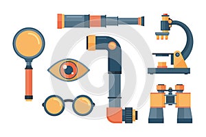 Spyglass telescope lens vector illustration.