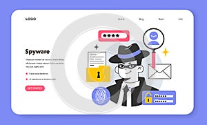 Spyware or adware web banner or landing page. Dangerous malware