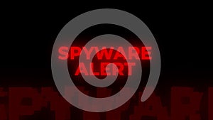 SPYWARE ALERT Red Warning Error Alert Computer Virus alert Hacking Message With Glitch and Noise.