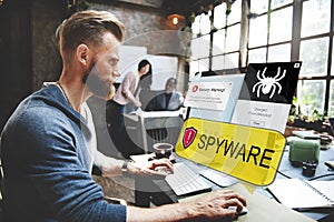 Spyware Computer Hacker Virus Malware Concept photo