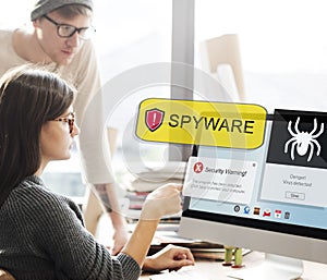 Spyware Computer Hacker Virus Malware Concept photo