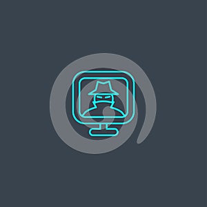 Spyware concept blue line icon. Simple