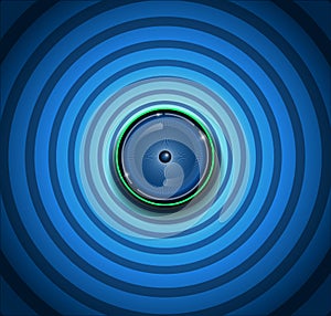 Spyware eyeball on blue background