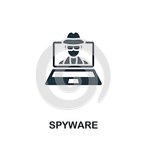 Spyware icon. Monochrome simple Cybercrime icon for templates, web design and infographics