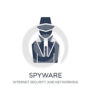 Spyware icon. Trendy flat vector Spyware icon on white background from Internet Security and Networking collection