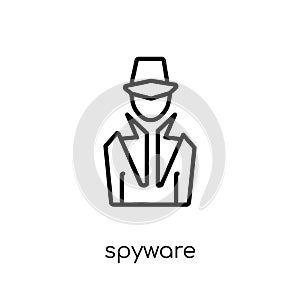 Spyware icon. Trendy modern flat linear vector Spyware icon on w