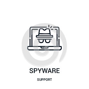 spyware icon vector from support collection. Thin line spyware outline icon vector illustration. Linear symbol for use on web and