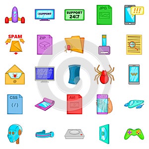 Spyware icons set, cartoon style