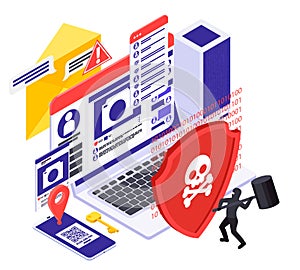 Spyware Protection Isometric Composition