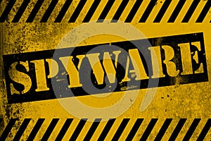Spyware sign yellow with stripes