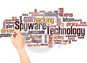 Spyware Technology word cloud hand writing concept