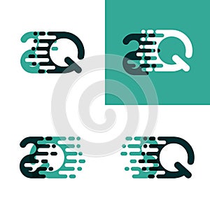 SQ letters logo with accent speed in light green and dark green photo