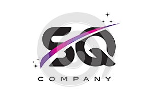 SQ S Q Black Letter Logo Design with Purple Magenta Swoosh photo