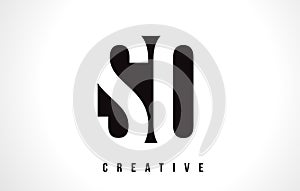 SQ S Q White Letter Logo Design with Black Square. photo