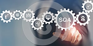 SQA, Software Quality Assurance concept. Verifying a software meets the required quality standards photo