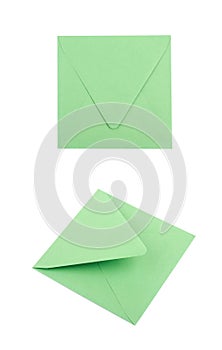 Sqaure shaped paper envelope isolated