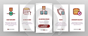 Sql Database Onboarding Icons Set Vector