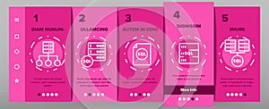 Sql Database Onboarding Icons Set Vector