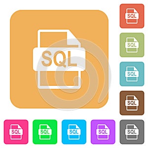 SQL file format rounded square flat icons