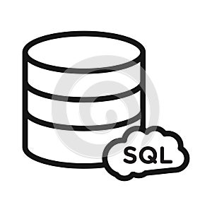 SQL server icon Black line art vector logo