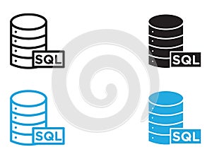 SQL server icon black and white vector outline sign