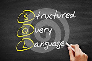 SQL - Structured Query Language acronym, technology concept background