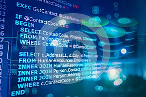 SQL (Structured Query Language) code on computer monitor