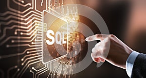 SQL Structured Query Language. Technology concept. Icon virtual screen