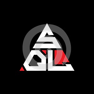 SQL triangle letter logo design with triangle shape. SQL triangle logo design monogram. SQL triangle vector logo template with red