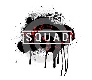 SQUAD - vector abstract illustration in grunge style. PUBG