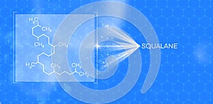 Squalane molecule on an interactive panel, display.3d illustration of the squalane molecule.Projection of a squalane