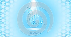 Squalane molecule on an interactive panel with spotlight, display.3d illustration of the squalane molecule.Projection of