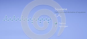 squalane molecule, molecular structures, derivative squalene, 3d model, Structural Chemical Formula and Atoms with Color Coding