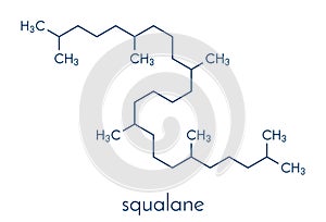 Squalane molecule. Saturated compound, derived from squalene. Used in cosmetics as emollient and moisturizer. Skeletal formula. photo