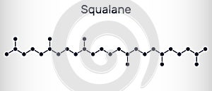 Squalane molecule. It is used in cosmetics as emollient and moisturizer Structural chemical formula photo