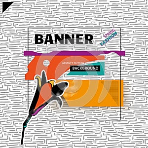 Square abstract fashion banner with lily in pop art style