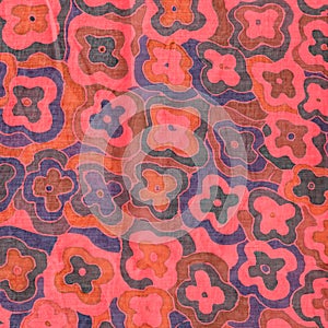 Square abstract floral pattern on red scarf photo