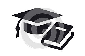 Square academic cap with book icon