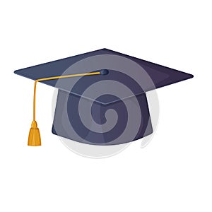 Square academic cap clipart. High school or college graduation concept.