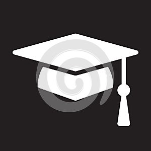 Square academic cap, graduation hat icon, vector illustration.