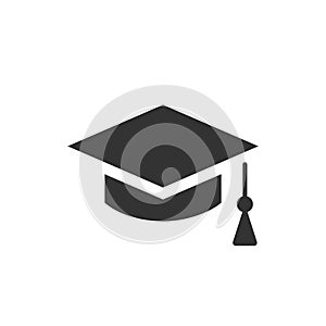 Square academic hat icon. Training in institutes and academies. Obtaining knowledge and education photo