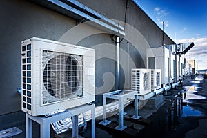 Square air conditioning unit on the roof