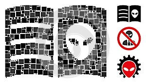 Square Alien Face Book Icon Vector Mosaic