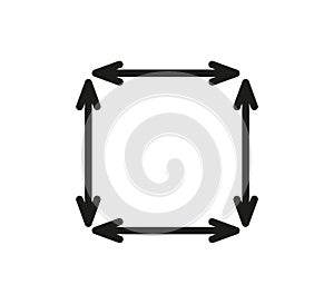 Square area icon. Arrows sign. Measuring land area. Square Meter icon. Place dimension pictogram. Vector outline