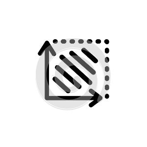 Square area icon. Coordinate axes sign. Coordinate system Flat math graph icon. Measuring land area. Place dimension