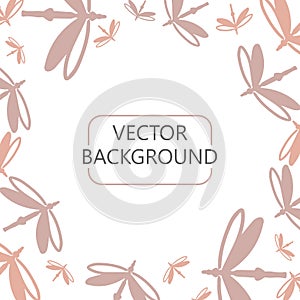 Square background with dragonfly silhouette vector illustration