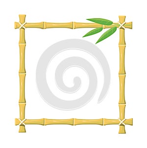 Square Bamboo frame. Blank pattern for summer single, vector object