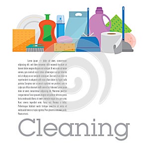 Square banner with items for cleaning