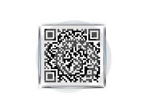 Square black and white qr code on white background