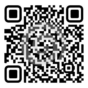 Square black and white qr code centered on white background